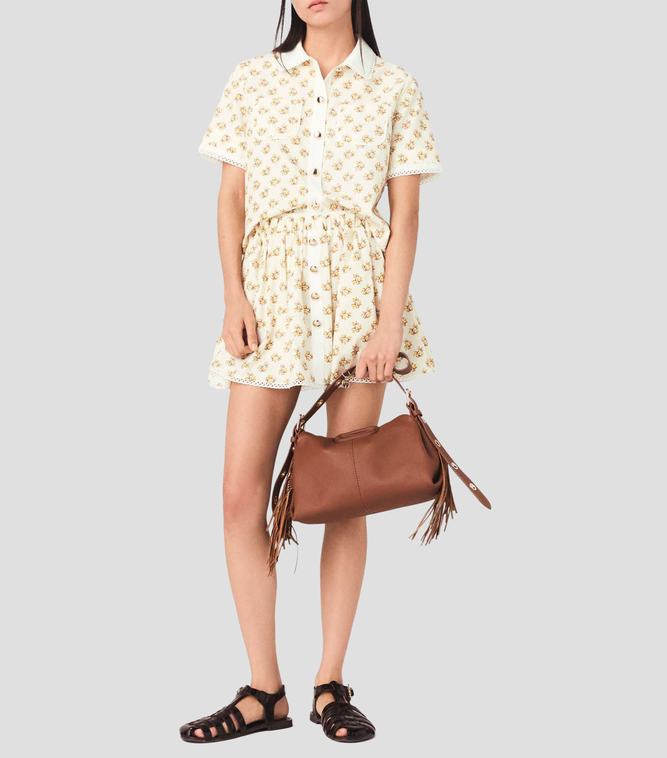 Blusa estampada manga corta Mujer